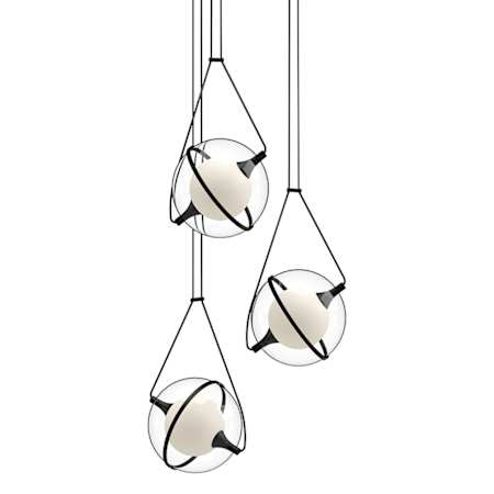 Kuzco Lighting Aries 18" Wide LED Multi Light Pendant with Clear Acrylic Outer and Frosted Glass Inner Shades Black