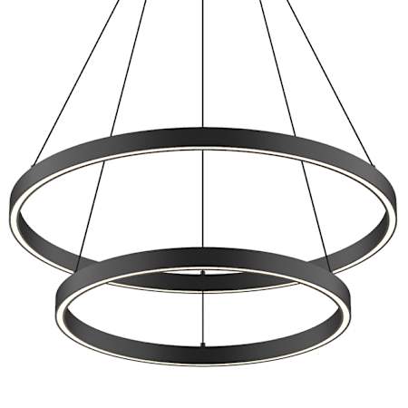 Kuzco Lighting Cerchio 24" Wide 113 Watt 2-Tier LED Ring Chandelier Black