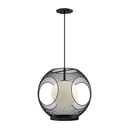 Kuzco Lighting Kona 14" Wide Pendant Black / Opal Glass