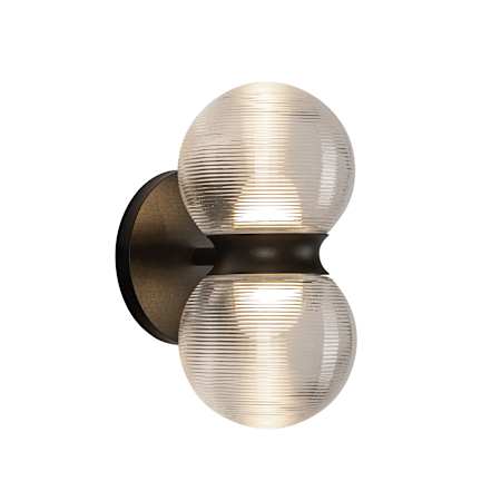 Kuzco Lighting Peri 6" Tall Wall Sconce Black / Clear Ribbed Glass