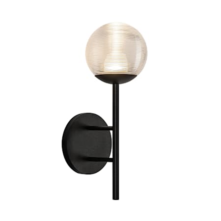 Kuzco Lighting Claremont 6" Tall Wall Sconce Black / Clear Ribbed Glass