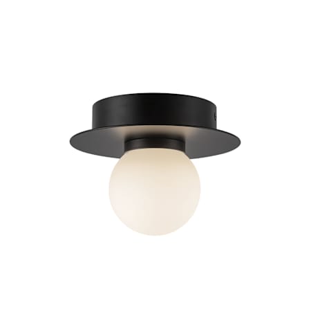 Kuzco Lighting Elixir 6" Wide LED Flush Mount Globe Ceiling Fixture with Opal Glass Shade Black