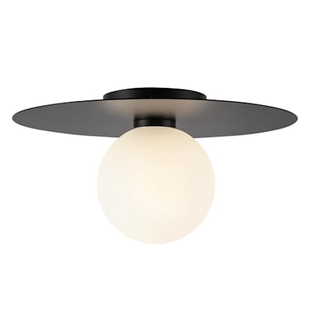 Kuzco Lighting Elixir 14" Wide LED Flush Mount Globe Ceiling Fixture with Opal Glass Shade Black