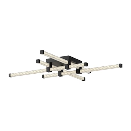 Kuzco Lighting Blade 34" Wide LED Semi-Flush Ceiling Fixture with Ribbed Acrylic Shades Black