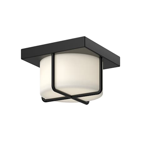 Kuzco Lighting Regalo 8" Wide LED Flush Mount Drum Ceiling Fixture Black / Opal Glass