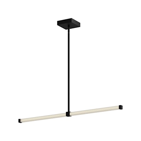 Kuzco Lighting Blade 32" Wide LED Linear Chandelier with Ribbed Acrylic Shades Black