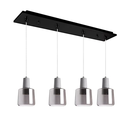 Kuzco Lighting Samson 28" Wide Linear Chandelier Black / Smoked Glass