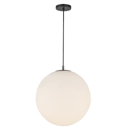 Kuzco Lighting Marco 16" Wide Pendant with Opal Glass Shade Black / Opal Glass
