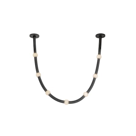 Kuzco Lighting Corda 79" Wide LED Linear Pendant with Opal Glass Shades - Remote Driver Black / Opal Glass