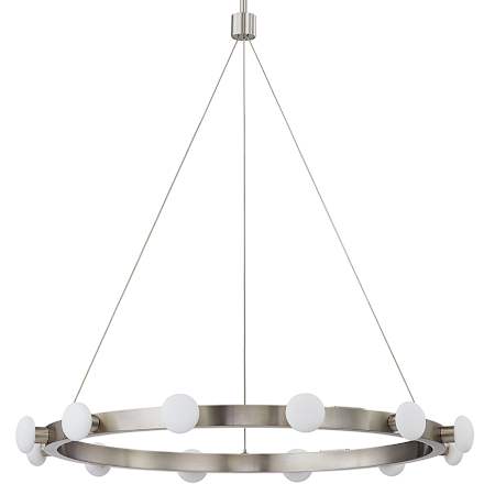 Kuzco Lighting Rezz 28" Wide LED Ring Chandelier with Opal Glass Shades Brushed Nickel