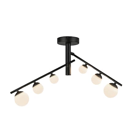 Kuzco Lighting Cypress 24" Wide LED Semi-Flush Ceiling Fixture with Matte Opal Glass Shades Black / Opal Glass