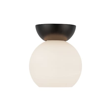 Kuzco Lighting Arcadia 6" Wide Semi-flush Globe Ceiling Fixture Black / Opal Glass