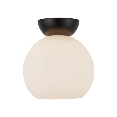 Kuzco Lighting Arcadia 8" Wide Semi-flush Globe Ceiling Fixture Black / Opal Glass