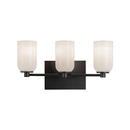 Kuzco Lighting Nola 3 Light 18" Wide Vanity Light with Opal Glass Shades Black / Glossy Opal Glass