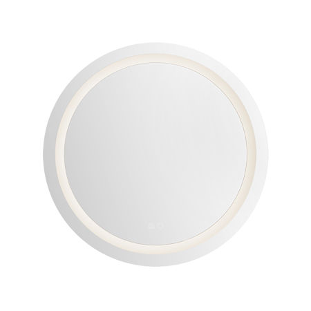 Kuzco Lighting Hillmont 32" Diameter Circular Flat Frameless Wall Mounted Bathroom Mirror with LED Lighting Sandblasted Merc Edge