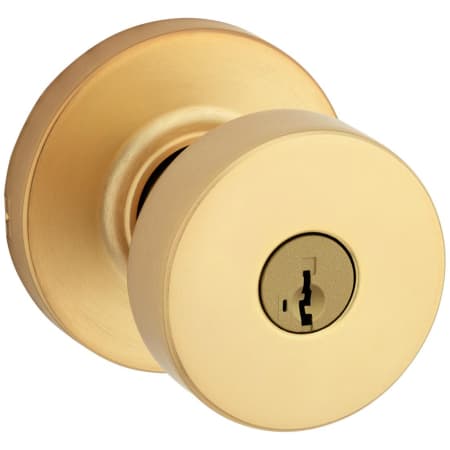 Kwikset Pismo Single Cylinder Keyed Entry Door Knob Set with Round Rose and SmartKey Satin Brass