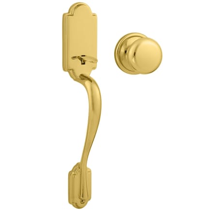 Kwikset Arlington Lower Handleset with Hancock Interior Knob for use with Kwikset Deadbolts Lifetime Polished Brass
