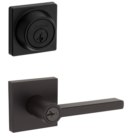 Kwikset Halifax (Square Rosette) Lever and 660 Deadbolt Combo Pack with SmartKey Iron Black