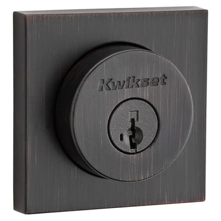 Kwikset Halifax Square Rose Single Cylinder Deadbolt SmartKey with 6AL Latch and Square Corner, Round Corner and 5303 Round Corner Full Lip Strikes KA3 Venetian Bronze