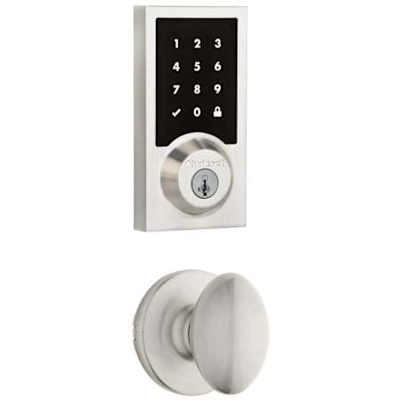 Kwikset Aliso Passage Knob and 916 Contemporary Aliso Touchscreen Deadbolt Combo Pack with SmartKey and Z-Wave Technology Satin Nickel