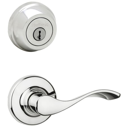 Kwikset Balboa Passage Lever Set and Single Cylinder Keyed Entry Deadbolt Combo with SmartKey from the 780 Series Polished Chrome