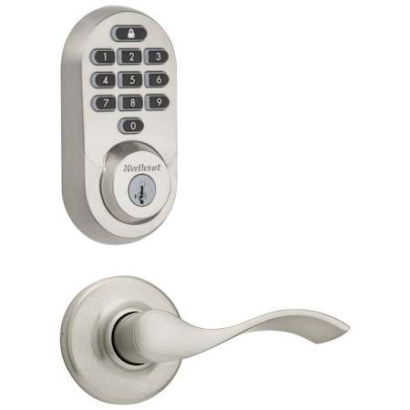 Kwikset Balboa Passage Lever and 938 Halo WiFi Enabled Deadbolt Combo Pack with SmartKey Satin Nickel