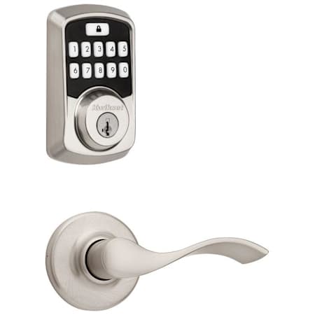 Kwikset Balboa Passage Lever and 942 Aura Keypad Deadbolt Combo Pack with SmartKey and Bluetooth Technology Satin Nickel