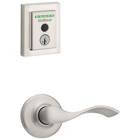 Kwikset Balboa Passage Lever and 959 Fingerprint Contemporary Halo WiFi Enabled Deadbolt Combo Pack with SmartKey Satin Nickel