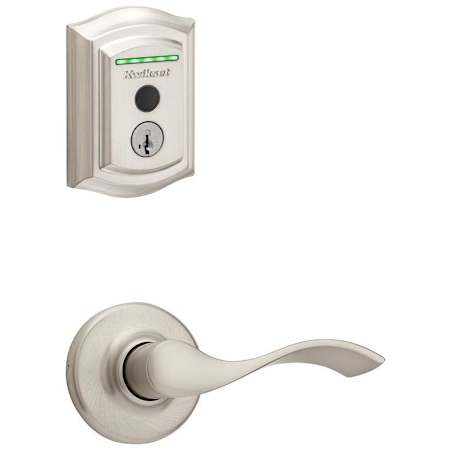 Kwikset Balboa Passage Lever and 959 Fingerprint Traditional Halo WiFi Enabled Deadbolt Combo Pack with SmartKey Satin Nickel