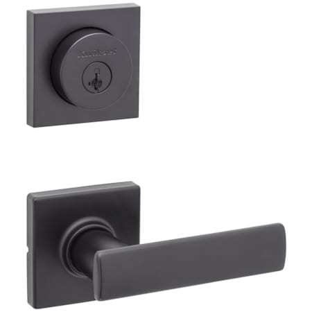 Kwikset Breton Passage Lever Set and Single Cylinder Keyed Entry Deadbolt Combo with SmartKey from the Halifax Collection Matte Black