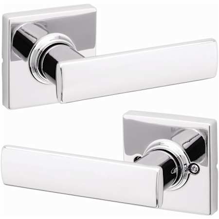 Kwikset Breton Passage Door Lever Set with Square Rose Bright Chrome