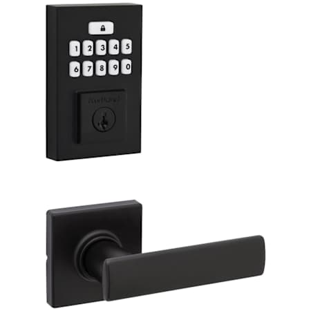 Kwikset Breton Passage Lever Set and Electronic Keyless Entry Deadbolt Combo Pack with SmartKey from the SmartCode Deadbolts Touchpad Collection Matte Black