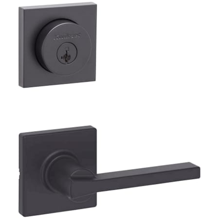 Kwikset Casey Passage Lever Set and Single Cylinder Keyed Entry Deadbolt Combo with SmartKey from the Halifax Collection Matte Black