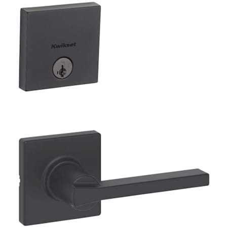 Kwikset Casey Passage Lever Set and Single Cylinder Keyed Entry Deadbolt Combo with SmartKey from the Downtown Collection Matte Black