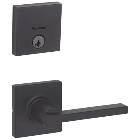 Kwikset Casey Passage Lever Set and Single Cylinder Keyed Entry Deadbolt Combo with SmartKey from the Downtown Collection Matte Black