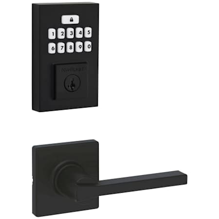 Kwikset Casey Passage Lever Set and Electronic Keyless Entry Deadbolt Combo Pack with SmartKey from the SmartCode Deadbolts Touchpad Collection Matte Black