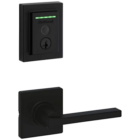 Kwikset Casey Passage Lever Set and Electronic Keyless Entry Deadbolt Combo Pack with SmartKey from the Halo Collection Matte Black