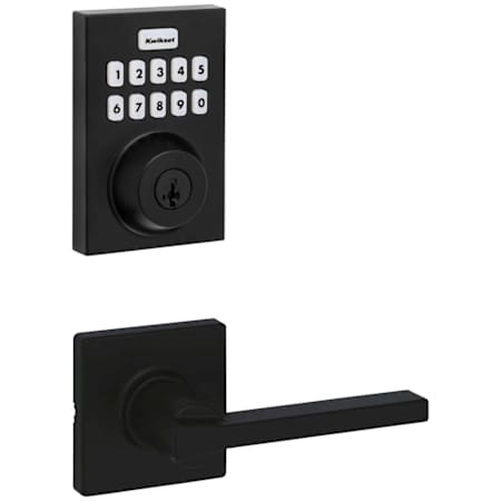 Kwikset Casey Passage Lever Set and Electronic Keyless Entry Deadbolt Combo Pack with SmartKey from the Home Connect Collection Matte Black