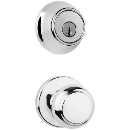 Kwikset Cove Passage Knob Set and Single Cylinder Keyed Entry Deadbolt Combo with SmartKey from the 660 Series Polished Chrome