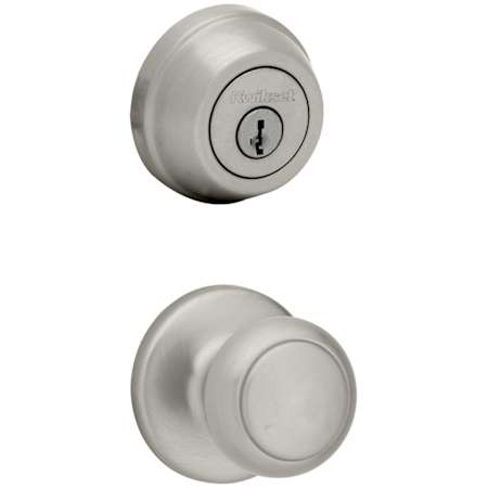 Kwikset Cove Passage Knob Set and Single Cylinder Keyed Entry Deadbolt Combo with SmartKey from the 780 Series Satin Nickel