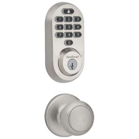 Kwikset Cove Passage Knob and 938 Halo WiFi Enabled Deadbolt Combo Pack with SmartKey Satin Nickel