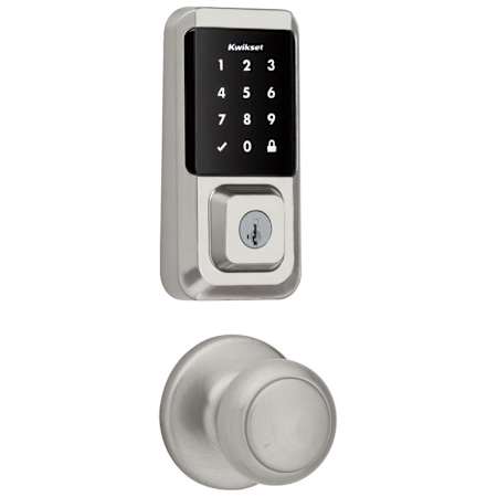 Kwikset Cove Passage Knob and 939 Halo WiFi Enabled Deadbolt Combo Pack with SmartKey Satin Nickel