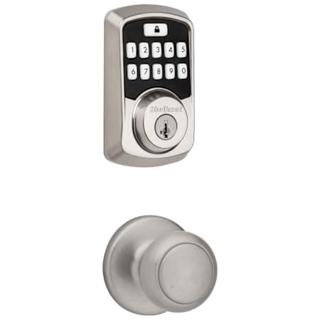 Kwikset Cove Passage Knob and 942 Aura Keypad Deadbolt Combo Pack with SmartKey and Bluetooth Technology Satin Nickel