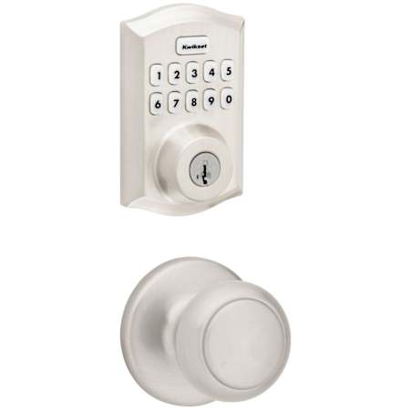 Kwikset Cove Passage Knob Set and Electronic Keyless Entry Deadbolt Combo Pack with SmartKey from the Home Connect Collection Satin Nickel