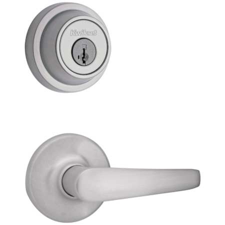 Kwikset Delta Passage Lever Set and Single Cylinder Keyed Entry Deadbolt Combo with SmartKey from the Contemporary Collection Satin Chrome