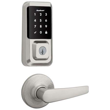 Kwikset Delta Passage Lever and 939 Halo WiFi Enabled Deadbolt Combo Pack with SmartKey Satin Nickel