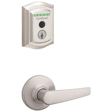 Kwikset Delta Passage Lever and 959 Fingerprint Traditional Halo WiFi Enabled Deadbolt Combo Pack with SmartKey Satin Nickel