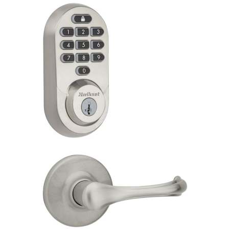 Kwikset Dorian Passage Lever and 938 Halo WiFi Enabled Deadbolt Combo Pack with SmartKey Satin Nickel