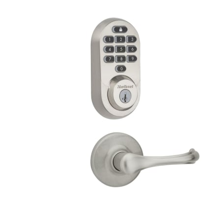 Kwikset Dorian Passage Lever and 938 Halo WiFi Enabled Deadbolt Combo Pack with SmartKey Satin Nickel