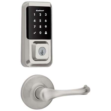 Kwikset Dorian Passage Lever and 939 Halo WiFi Enabled Deadbolt Combo Pack with SmartKey Satin Nickel